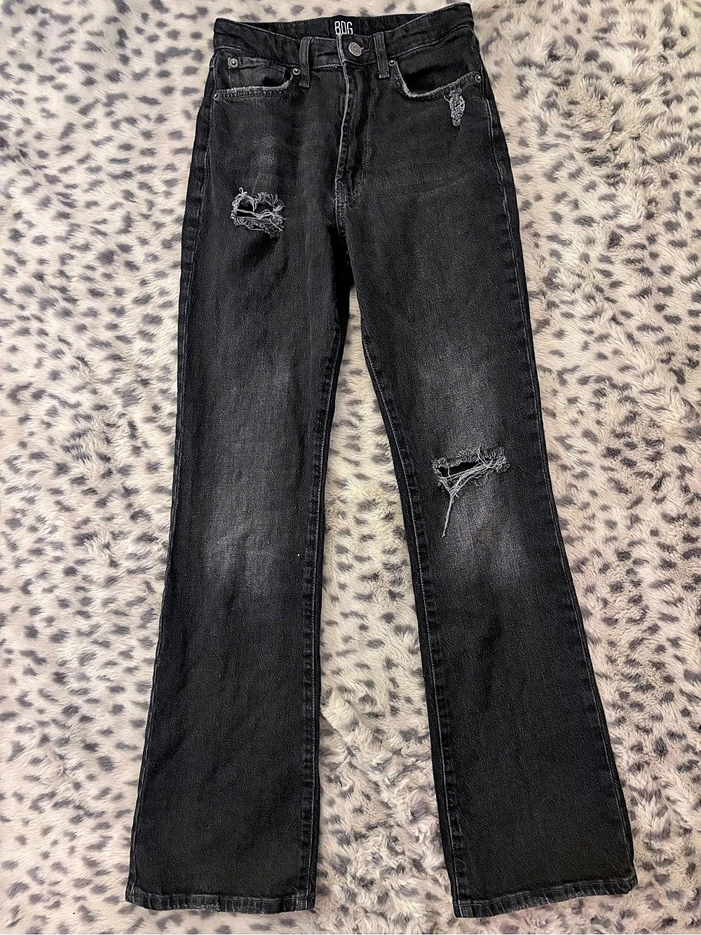 BDG Stretch High-Rise Flare Black Flare Jeans Waist 25